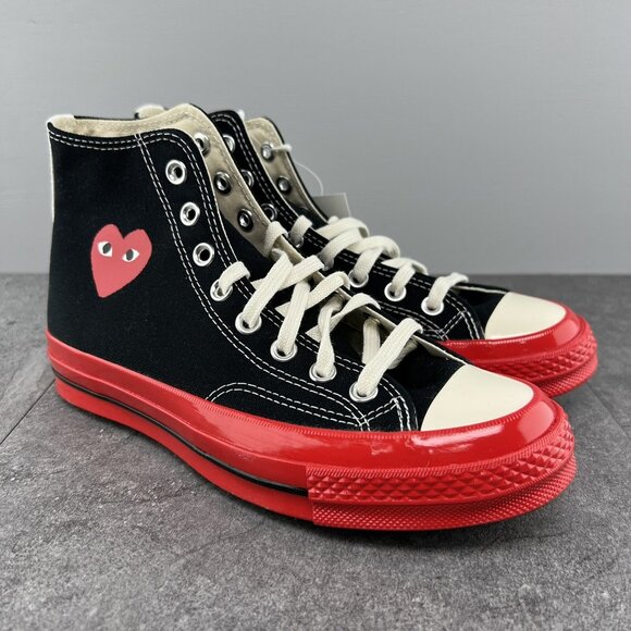 Converse Chuck Taylor All Star 70 Hi Comme Des Garcons Size 9 Mens Black Red - Picture 6 of 9